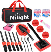15PCS Car Detailing Kit Auto Cleaning Tools Wash Set with Storage Carry Bag Beginners Easy to Use for Interior Exterior Car Care Clean Windshield Dashboard Seat Air Vents Wheels Tires, Red