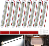 LED Interior Light Bar 8PCS 12 Inch Strip Lights | 120 LEDs with 1600LM Output On Off Switch and 12V to 85V Compatibility for RV Camper Enclosed Cargo Trailer Boat and Van