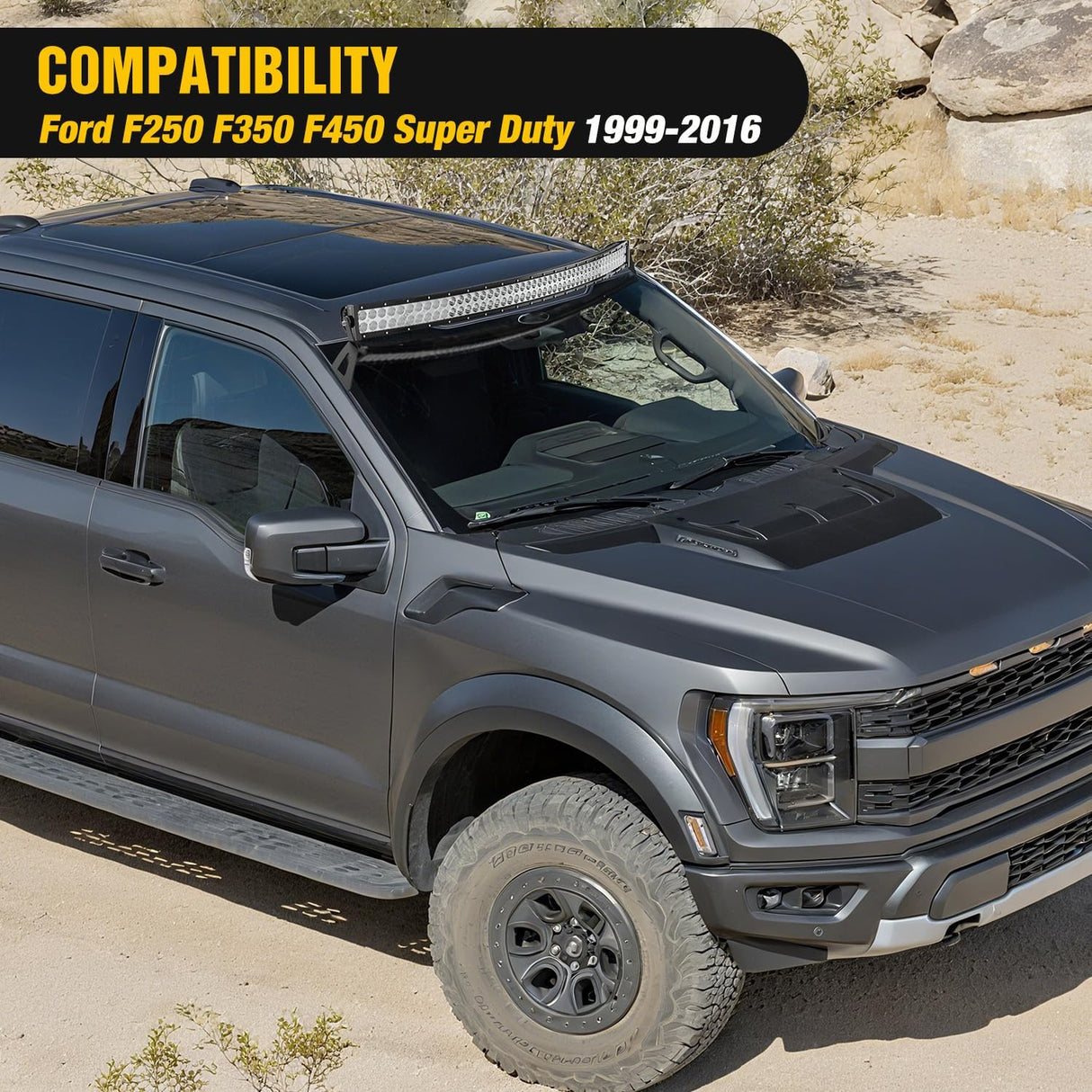 54 inch Curved LED Light Bar Bracket Mounting Upper Windshield Roof Cab Brackets Compatible with Ford F250 F350 F450 Super Duty 1999-2016