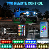 RGBW LED Rock Lights Kit, 8 Pods 22LED Wide Angle Remote & Bluetooth App Dual Control with Music Modes Multicolor Underglow Neon Wheel Well Light Fit for ATV UTV SUV Offroad Truck RZR Boat
