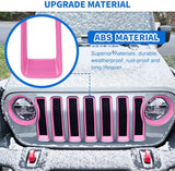 Grill Inserts fit for Jeep Wrangler Front Grille Inserts Headlight Cover Set for JL JLU Unlimited Sport SportS 2018 2019 2020 2021 2022 2023 Grille Bezels Trim Exterior Accessories Pink 9 Pcs