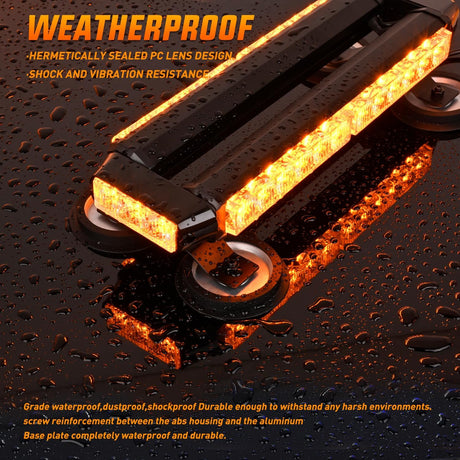 14.5 Inch 30LED Strobe Light Bar Double Side Rooftop Emergency Flashing Lights Amber Safety Warning Hazard Light Bars with Magnetic Base for Construction Vehicles Plow Trucks Pickup