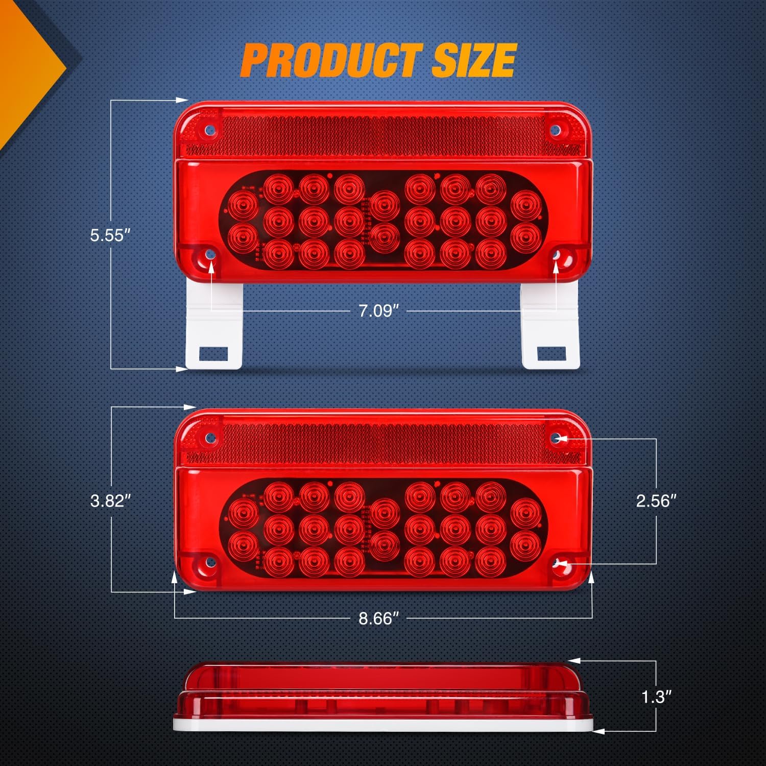 54Leds LED RV White License Plate Red Tail Lights Nilight