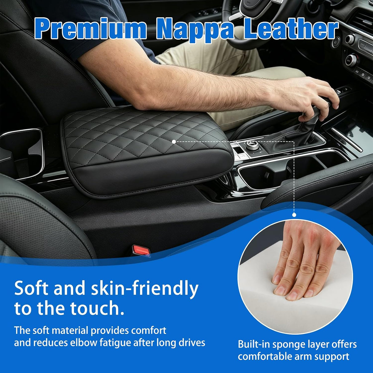 Center Console Cover for Kia Telluride 2020-2026 Armrest Cushion | for Telluride 2020 21 22 23 24 25 2026 Accessories Nappa Leather Armrest Cover for Car Waterproof Center Console Pad, Black