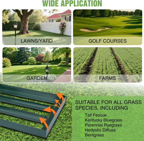 Lawn Leveling Rake 36 Inch for Soil Yard Leveling Rake with 36 Inchx10 Inch Ground Plate 72 Inch Steel Handle Effort-Saving Heavy Duty Ground Leveler Tool for Backyard Garden Farm Golf Course Landscaping