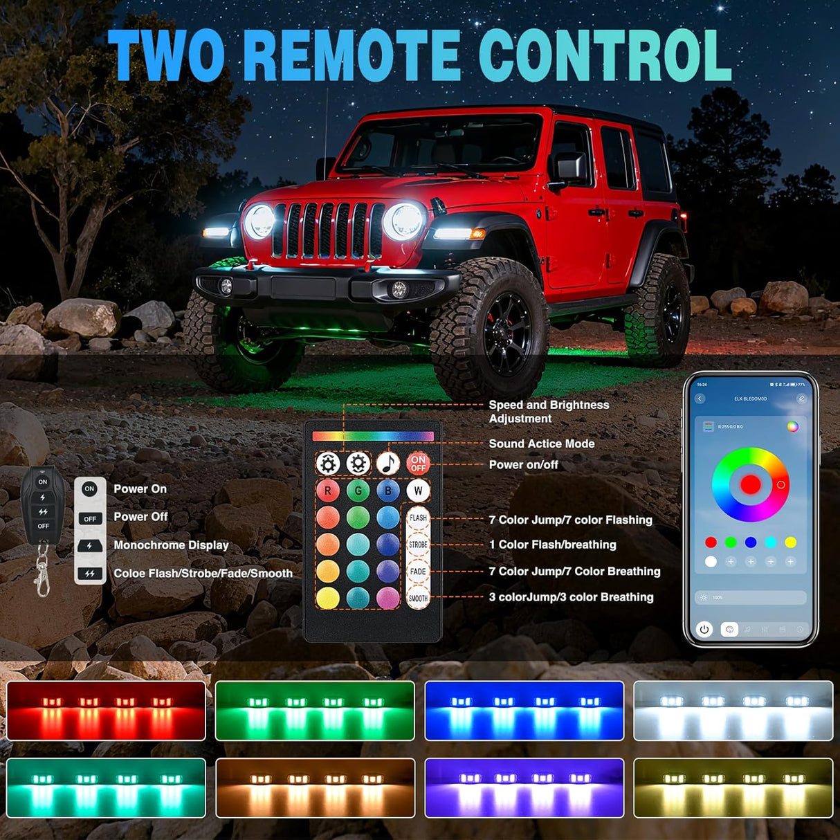 RGBW LED Rock Lights Kit, 10 Pods 22LED Wide Angle Remote & Bluetooth App Dual Control with Music Modes Multicolor Underglow Neon Wheel Well Light Fit for ATV UTV SUV Offroad Truck RZR Boat