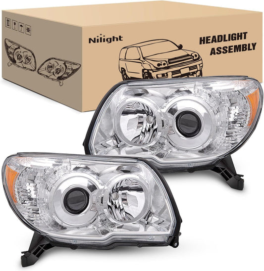 Headlight Assembly Headlights Assembly for Toyota 4Runner 2006 2007 2008 2009 Headlamp Chrome Housing Amber Reflector