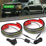 2PCS 24 inch Truck Grille Strobe Lights Strip 384 LED Emergency Light Green White Flexible Side Flashing Warning Caution Safety Waterproof Lighting Kit for Trucks Tow Plow Construction Vehicle
