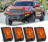 Side Marker Light 4PCS Square 3LED Amber Front Rear Indicator Clearance Lights Reflective Lens Surface Mounted Waterproof for 12V Truck Trailer Boat RV