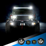 2PCS 7 Inch LED Headlight Compatible with Jeep 2PCS 4 Inch LED Fog Light for Jeep Wrangler 97-17 JK LJ CJ