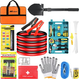 Car Emergency Kit with Jumper Cable Air Compressor Tire Repair Essential Tools First Aid Alligator Connector Electrical Kit for Travel Camping Outdoor Cars Truck SUV RV