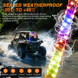 RGB LED Whip Light 1PC 3FT Spiral Antenna Whips | APP and Remote Control with DIY Chasing Patterns Brake Reverse Functions and Spring Base for ATV UTV RZR Can Am and Jeep