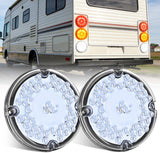 Tail Lights 2PCS 7Inch Round 47LED White Reflex Lens | IP67 Waterproof Marker Clearance Reverse Backup Running Taillights for Trailer Truck Pickup Camper RV Bus