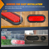 6Inch Oval Tail Light 2PCS 35LED Arrow Red Running Stop Brake Lights Surface Mount Waterproof for 12V Caravan Truck RV Camper Trailer Bus