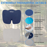 Car Seat Cushion Blue Velvet Gel Memory Foam Seats Soft and Comfortable Suitable for Daily Life and Driving Relieves Sciatica and Tailbone Pain Improves Drive Vision