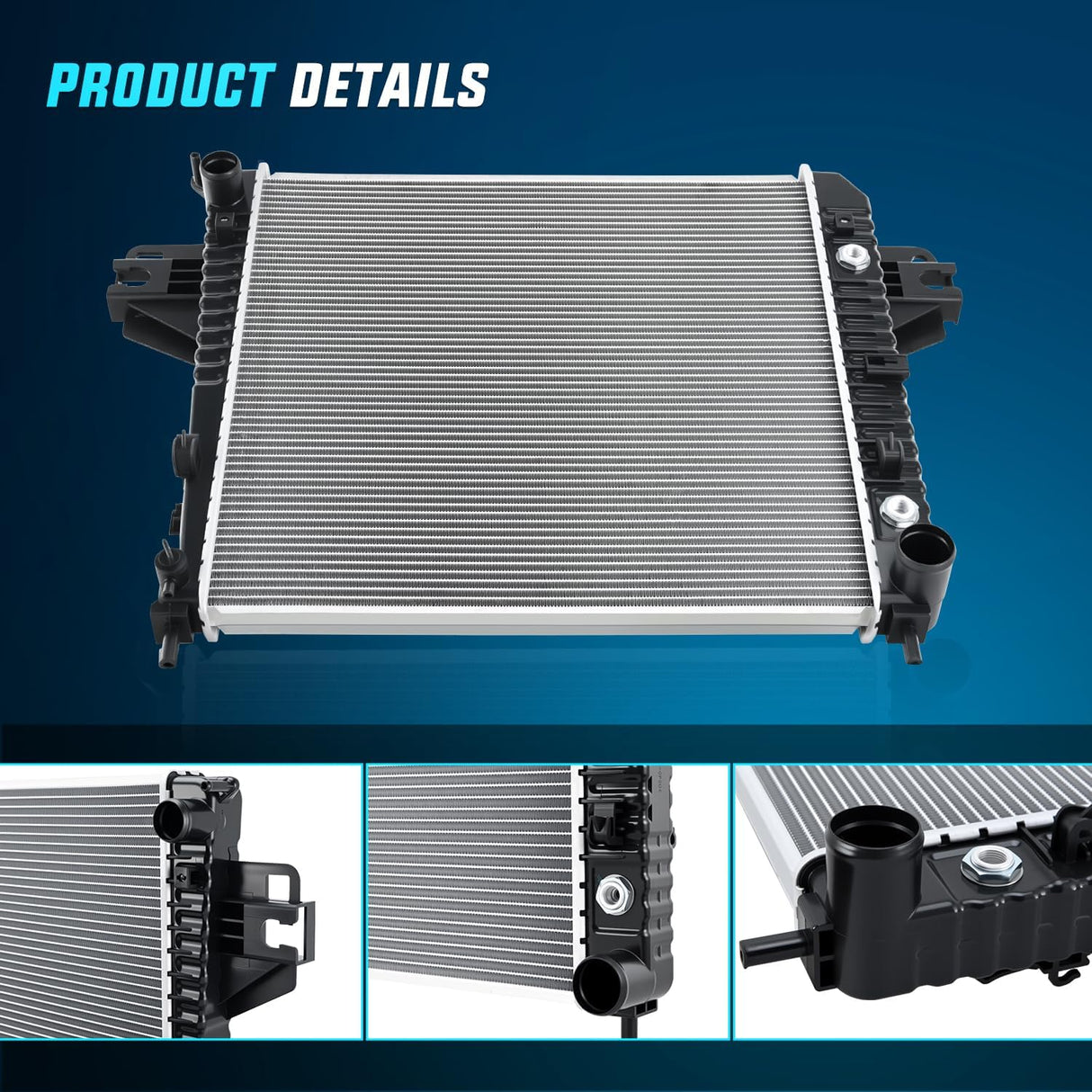 Radiator for Jeep Liberty 3.7L 2002 2003 2004 2005 2006, Engine Coolant Radiator with Oil Cooler, Automatic Transmission, Replace# 52080120AB, CU2481, 2481
