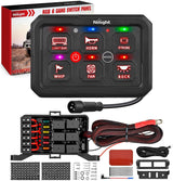 6 Gang Switch Panel Red Circuit Control Relay System with Fuse Wiring Harness Toggle Momentary Strobe Flash Modes Automatic Dimmable ON Off Pod 12V 24V for Car Truck Camper SUV