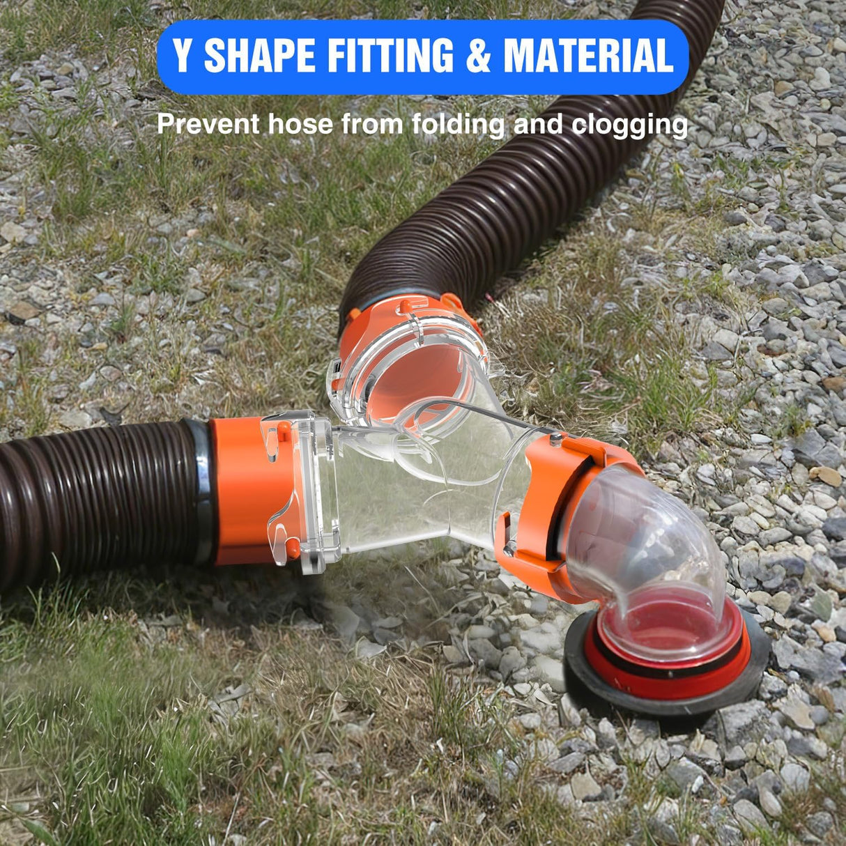 RV Wye Sewer Hose Fittings Y Connector Clear Leak-Proof Connection with Built in Gasket Odor-Tight Seal Twist Bayonet Design RV Y Sewer Hose Splitter 2 Way Adapter for Campers Travel Trailers