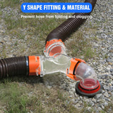 RV Wye Sewer Hose Fittings Y Connector Clear Leak-Proof Connection with Built in Gasket Odor-Tight Seal Twist Bayonet Design RV Y Sewer Hose Splitter 2 Way Adapter for Campers Travel Trailers