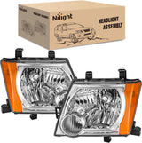 Headlight Assembly Compatible with 2005-2015 Nissan Xterra | 2005-2015 Nissan Xterra OE Style Replacement Chrome Housing Amber Reflector Headlamp