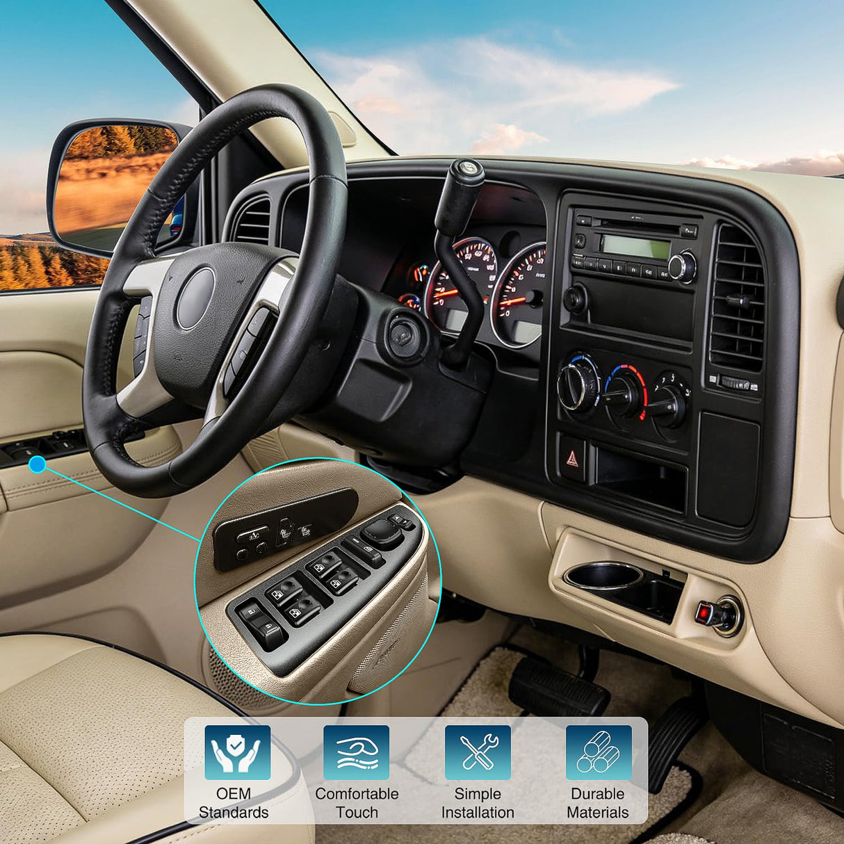 Power Window Switch for 2003-2007 Chevrolet Silverado/GMC Sierra | for 2003 2004 2005 2006 Cadillac Escalade Chevrolet Avalanche /Suburban 1500/2500 GMC Yukon 10398568 15109670 15883323