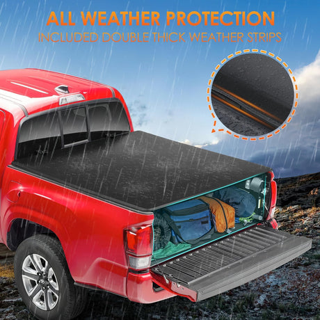 Soft Tri-fold Truck Bed Tonneau Cover Compatible with Chevy Silverado 1500/GMC Sierra 1500 2007-2025-5.9ft