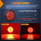 Trailer Tail Lights 2PCS 4Inch Round 40LED Red Stop Brake | Surface Mount Grommet IP67 Waterproof Marker Clearance Turn Signal Running Taillights for Trailer Truck Pickup Camper RV Bus