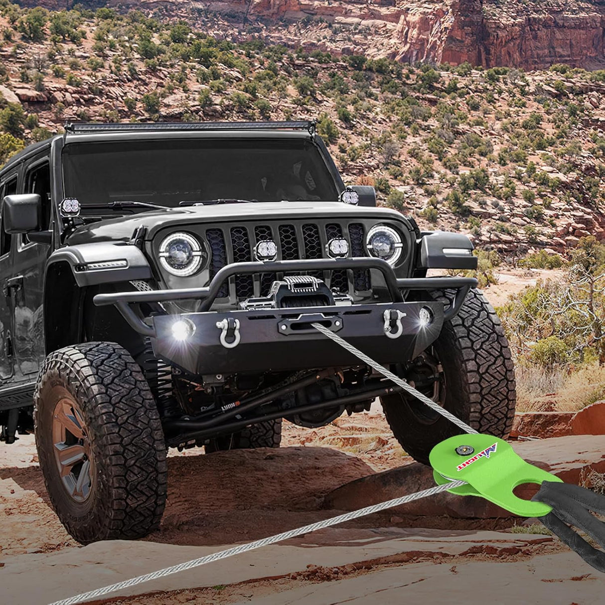 8 Ton Winch Snatch Block Towing Pulley Blocks 17,000 LBS Capacity (Green), Winch Hook Accessories, Heavy Duty Offroad Recovery Accessory for Truck, Tractor, ATV & UTV