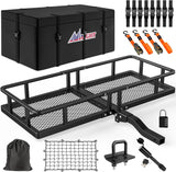 60 Inch x 24 Inchx 7.87 Inch Folding Carrier Fits 2-Inch Receiver 500 Lbs Capacity Bag Net Ratchet Straps Lock Stabilizer for SUV Pickup RV Van