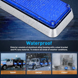 2PCS Blue Strobe Wireless Magnetic Lights Portable Warning Hazard Light Surface Mount Waterproof 5 Patterns for 12V 24V Off Road Eergency Vehicles