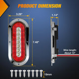 Trailer Tail Lights 2PCS 6Inch Oval 23LED Red White Chrome | Frame Marker Clearance Stop Brake Reverse Backup Running Taillights IP67 Waterproof for Trailer Truck Pickup Camper RV