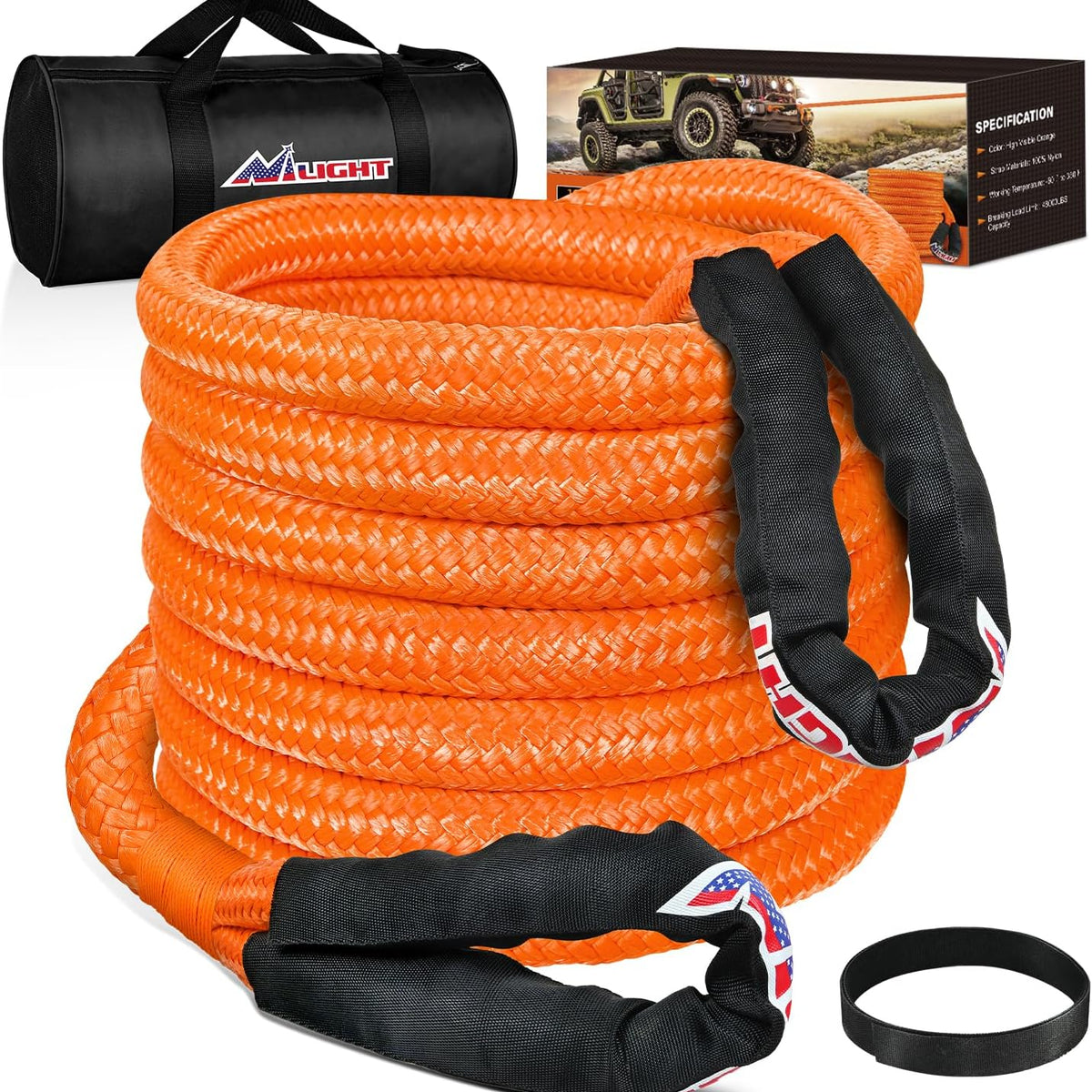 Kinetic Recovery Rope 48000 LBS 1in x 20ft Snatch Strap Heavy Duty ...