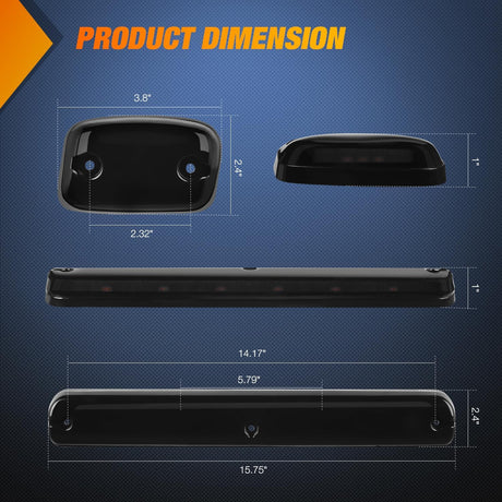 LED Cab Marker Lights 3 PCS Smoke Lens Amber Clearance Roof Running Light Compatible with 2007-2014 Silverado Sierra 1500 2500 3500 2500HD 3500HD