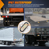 Strobe Lights 2PCS 6Inch Oval 24LED Amber White Warning | Recessed Rubber Grommet IP67 Waterproof Marker Clearance Road Flare Emergency Lights for Trailer Truck Pickup Camper RV Boat