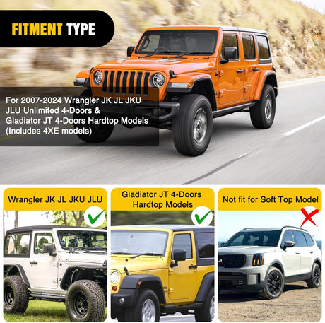 Roof Rack Cargo Basket with LED Light Bar Compatible with 2007-2026 Wrangler JK JL Unlimited & Gladiator JT 4 Door Hardtop, JKU JLU Luggage Rooftop Storage Carrier