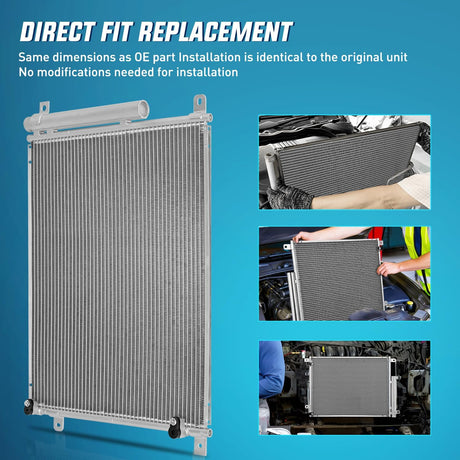AC Condenser Fit for Honda Civic LX LX-P EX Sedan L4 2016 2017 2018 2019 2020 2021 Air Conditioning A/C Condenser with Receiver Drier Replace#30007, HO3030164, HVA00409, ACA14704, 80100TBAA01