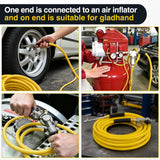 Heavy Duty Truck Tire Inflator Kit 3/8 in x 50 FT 300 PSI | Hybrid Air Hose with Universal Glad Hand and Air Chuck Lightweight Kink Resistant Semi Trailer Tractor Tire Inflation Hose
