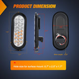 Strobe Lights 2PCS 6Inch Oval 24LED Amber Green Warning | Recessed Rubber Grommet IP67 Waterproof Marker Clearance Road Flare Emergency Lights for Trailer Truck Pickup Camper RV Boat