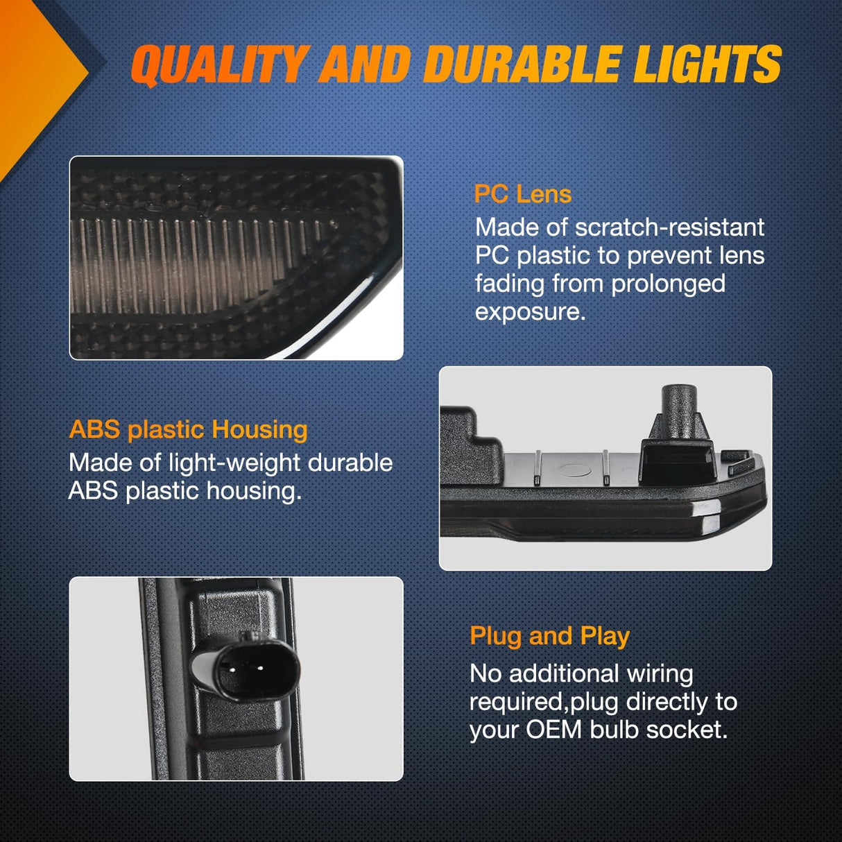 Fender Side Marker Lights 4 PCS 54 LED Smoke Lens Amber Front Rear Clearance Light Compatible with 2020 2021 2022 2023 2024 Sierra 2500HD 3500HD Pickup Truck