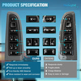 Power Master Window Switch Black Bezel Compatible with 2003 2004 2005 2006 2007 Chevrolet Silverado 1500 2500 3500 Avalanche Suburban Tahoe Cadillac Escalade GMC Sierra Yukon Replacement Set