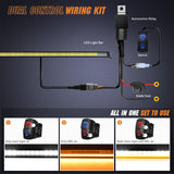 LED Light Bar with Amber DRL 50.5 Inch 210 W Single Row Anti-Glare Flood Spot Combo Slim Offroad Lights IP68 w/ 12 AWG DT Wiring Kit for Pickup Truck SUV ATV UTV Boat 4x4