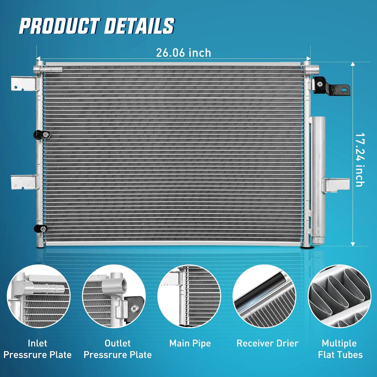 AC Condenser Compatible with Ford Edge V6 3.5L 3.7L 2011-2014, Lincoln MKX 2011-2015 Air Conditioning A/C Condenser with Receiver Drier Replace# 3894, ACA84587, BT4Z19708B, HVA00209, FO3030231