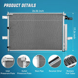 AC Condenser Compatible with Ford Edge V6 3.5L 3.7L 2011-2014, Lincoln MKX 2011-2015 Air Conditioning A/C Condenser with Receiver Drier Replace# 3894, ACA84587, BT4Z19708B, HVA00209, FO3030231