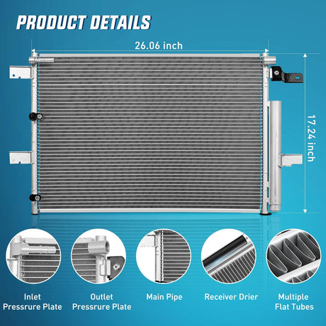 AC Condenser Compatible with Ford Edge V6 3.5L 3.7L 2011-2014, Lincoln MKX 2011-2015 Air Conditioning A/C Condenser with Receiver Drier Replace# 3894, ACA84587, BT4Z19708B, HVA00209, FO3030231