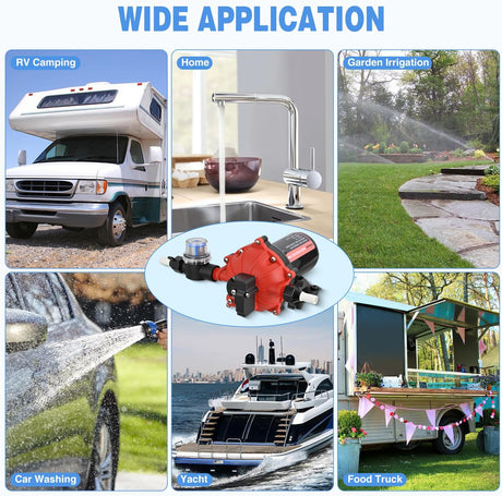 RV Water Pump 12v Camper Water Pump 7.0 GPM 70 PSI with Pressure Switch Strainer Heavy Duty Diaphragm Pump 12 Volt DC Upgrade Self-Priming Low Noice for RV Marine Yacht Caravan Camper Trailer