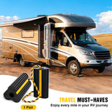 Wheel Chocks RV Car Heavy Duty Rubber Tire Chock Blocks Stopper Yellow Reflective Strips Stabilizer 2 Pack with Rope for RVs Cars Travel Trailers Campers Trucks Motorcycle Accessories Parking