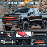 2PCS 24 inch Truck Grille Strobe Lights Strip 384 LED Emergency Light Red Flexible Side Flashing Warning Caution Safety Waterproof Lighting Kit for Trucks Tow Plow Construction Vehicles