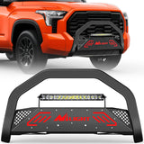 Bull Bar with Light Bar&License Plate Hole Compatible with Toyota Tundra 2022 2023 2024 Truck Brush Guard, Front Bumper Push Bar w/Grille Skid Plate Light Mount