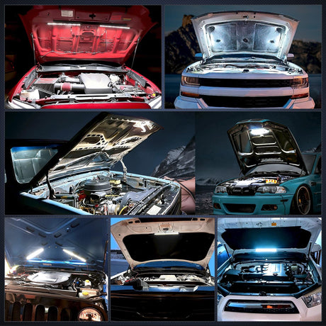 Under Hood Light Strip 21 LED Waterproof Underhood Work Lights with On/Off Switch Blade Fuse Engine Bay Repair Lamp White 12V for Car Truck SUV