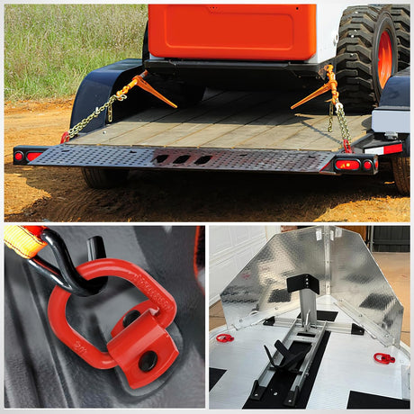 4 PCS D Ring Tie Down Anchor 1/2 Inch Heavy Duty Rings with Screws Bolts on Trailer Truck Bed Cargo 12000 Lbs Break Strength Hook Red